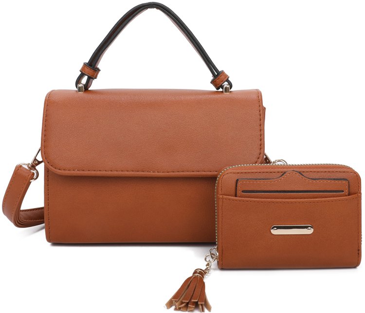 Brown Fashion Crossbody Bag & Wallet Set
