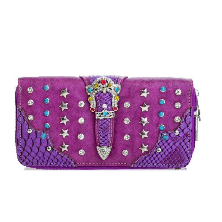 Purple Western Cowgirl Trendy Collection Wallet