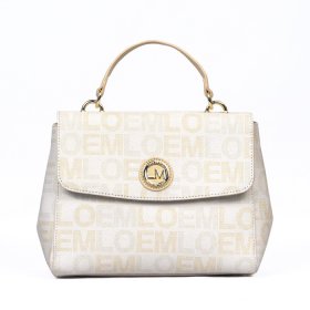 White Loem Signature Flap-Over Satchel Handbag
