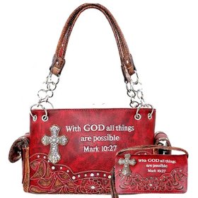 RD Western Concealed Carry Purse And Wallet Set With Bible Verse Embroidery