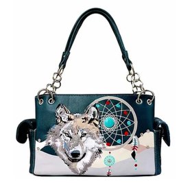 Teal Wolf Dream Catcher Concealed Carry Purse