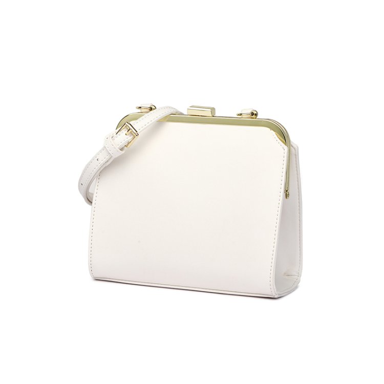White Solid Metal Framed Clip-On Closure Clutch