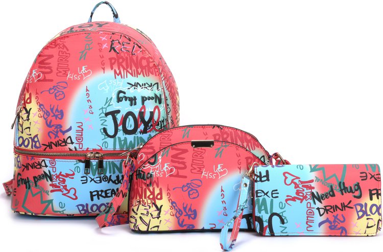 Mt9 3-Piece Cute Graffti Fashion Backpack Set