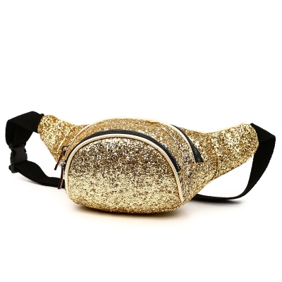 Gold Glittered Fanny Pack With Round Pocket